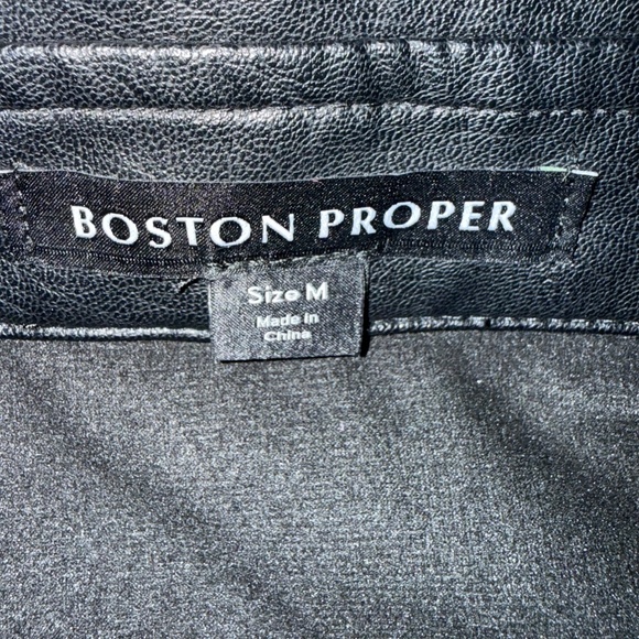 Boston Proper Black Button Down Faux Leather Shirt Sz M - Picture 5 of 6